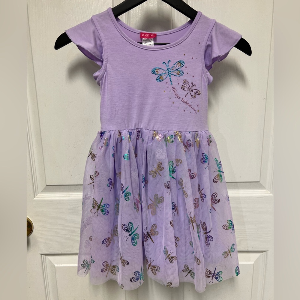 ZUNIE Girl Purple Butterfly Dress